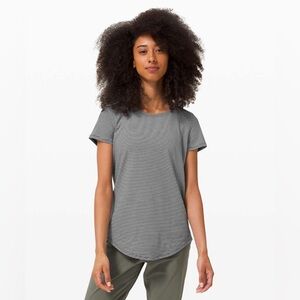 Lululemon Black and White Stripe Love Crew III Sz 2